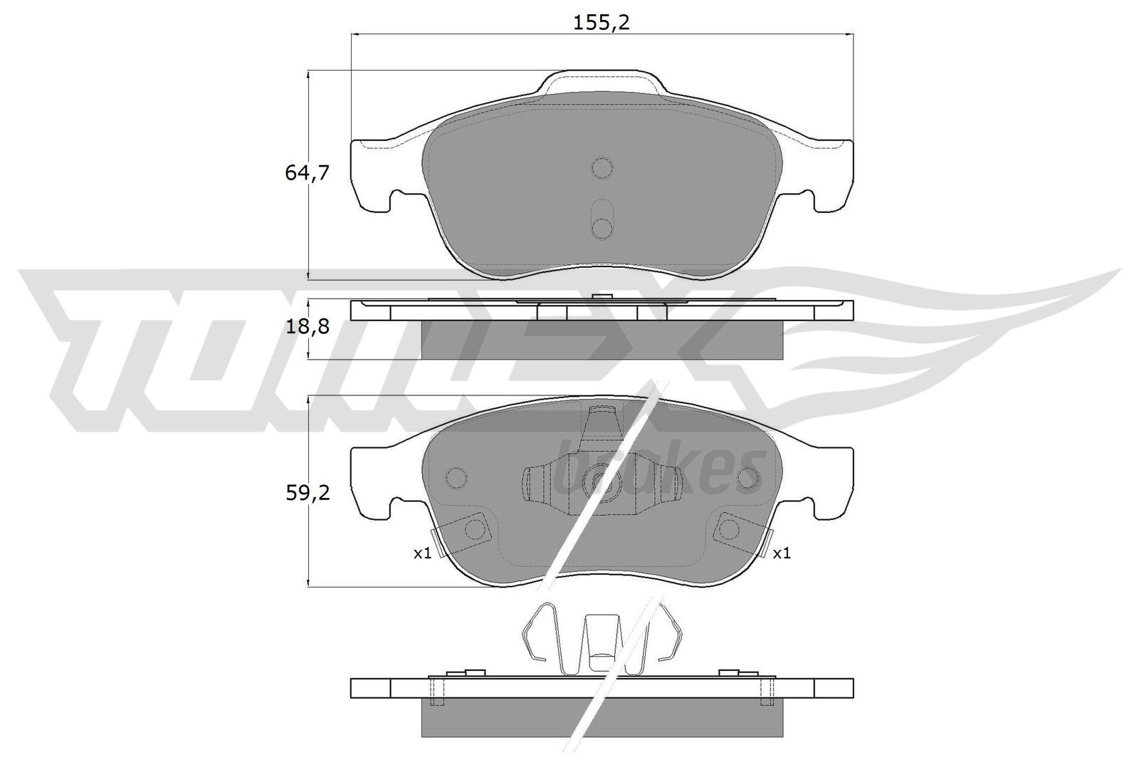 Obrázok Sada brzdových platničiek kotúčovej brzdy TOMEX Brakes  TX1818